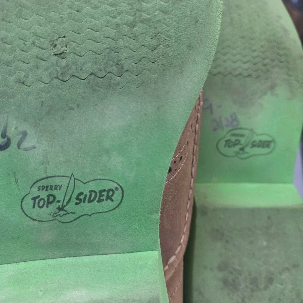 Sperry Top-Sider Mens Wingtip‎ Oxford Brogue Dress Shoes Tan Green 10.5